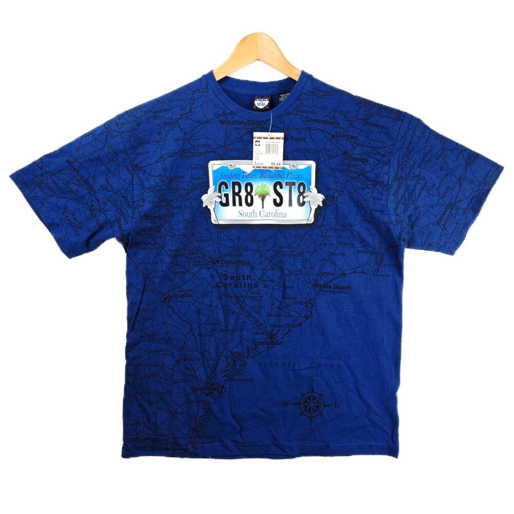 NWT Vintage State Of Mine South Carolina Map AOP All Over Print Shirt Large